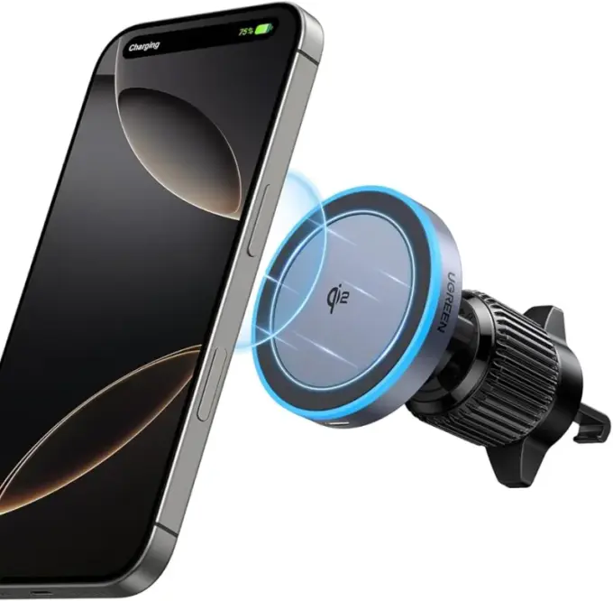 UGREEN Qi2 15W trådlös billaddare med mobilhållare, MagSafe-kompatibel för iPhone