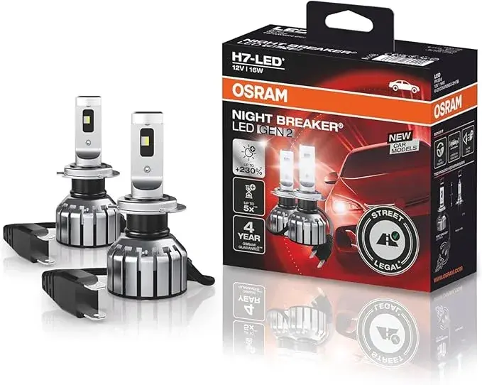 OSRAM NIGHT BREAKER LED H7 GEN 2, gatugodkänd LED-lampa för halvljus och helljus, upp till 230 % starkare ljus