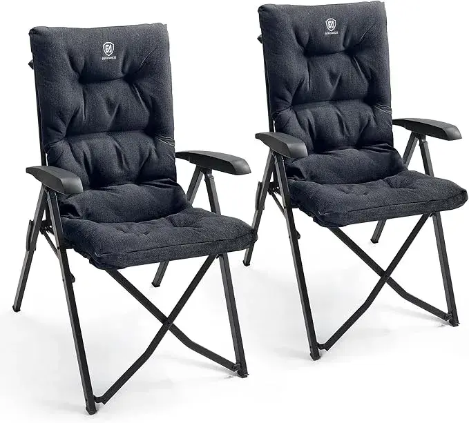 EVER ADVANCED lyxiga campingstolar 2-pack, vadderade, hög rygg, 4 lägen, 150 kg