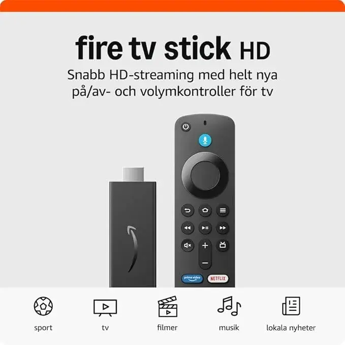 Amazon Fire TV Stick HD med Alexa-fjärrkontroll, perfekt för TV och projektor