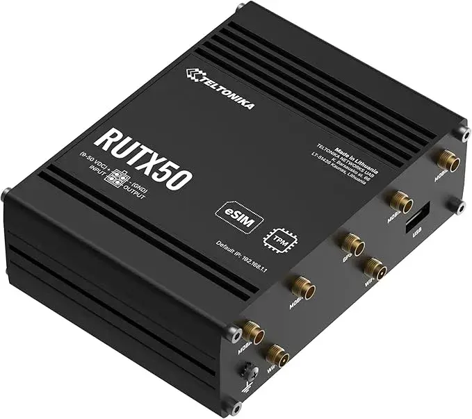 Teltonika RUTX50 5G-router med dual SIM och Wi-Fi för husbil, campervan och mobil uppkoppling