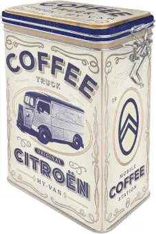 Citroën retro kaffeburk 1,3 L, vintage plåtburk med aromlock