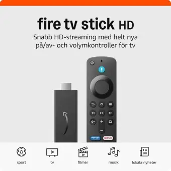Amazon Fire TV Stick HD med Alexa-fjärrkontroll, perfekt för TV och projektor