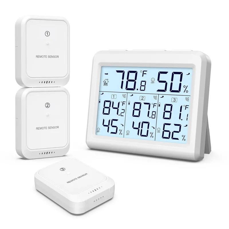 ORIA digital termometer och hygrometer med 3 sensorer