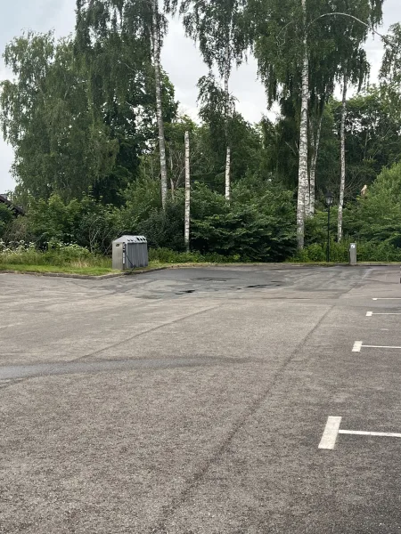 Vi hittade en enkel ställplats i Trollhättan omgiven av björkar och grönska